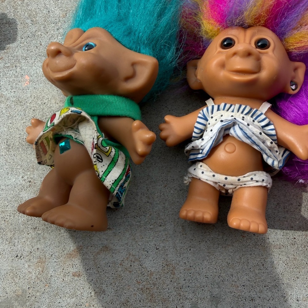Vintage trolls lot of 3 rainbow stones blue - Picture 4 of 7